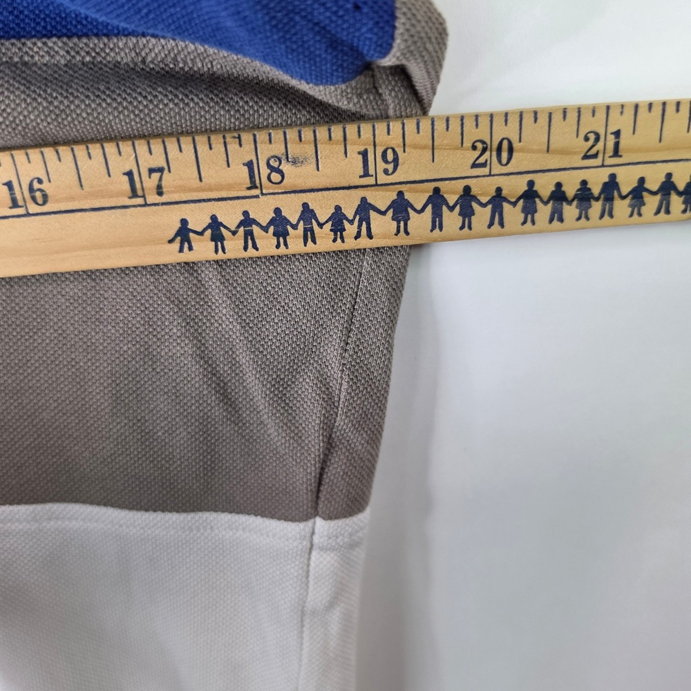 Lacoste Polo Shirt Mens 3 S Colorblock Big Logo Pique Short Sleeve White Blue - Picture 4 of 7